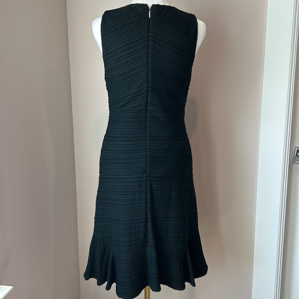 Rebecca Taylor Black V-Neck Texture Knit Fit & Flare Stretch Dress Size 4 - Picture 6 of 10